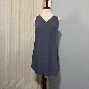 Old Navy Women Navy‎ Blue Patterned V-Neck Shift Tunic Relaxed Fit Dress Size S